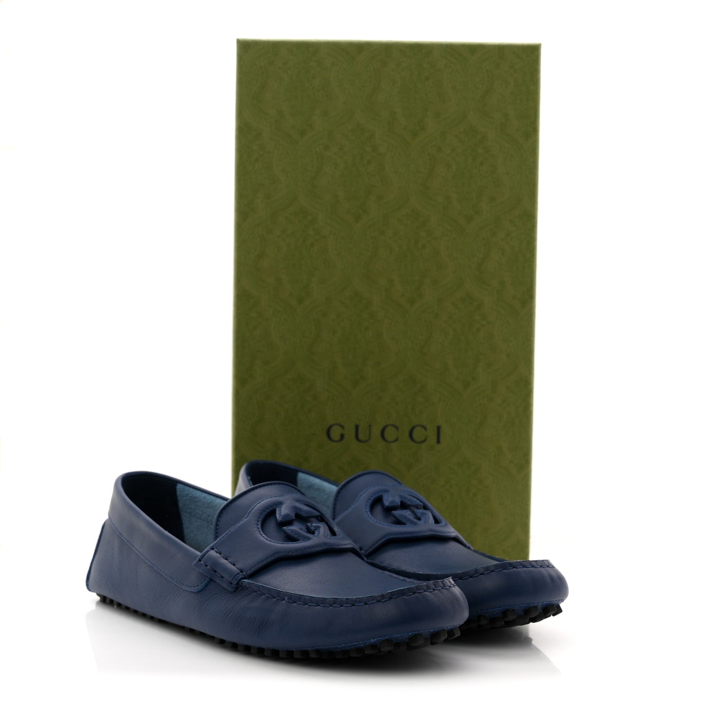 Soft Clove Calfskin GG Supreme Monogram Mens Interlocking G Driver Loafers 9 Royale