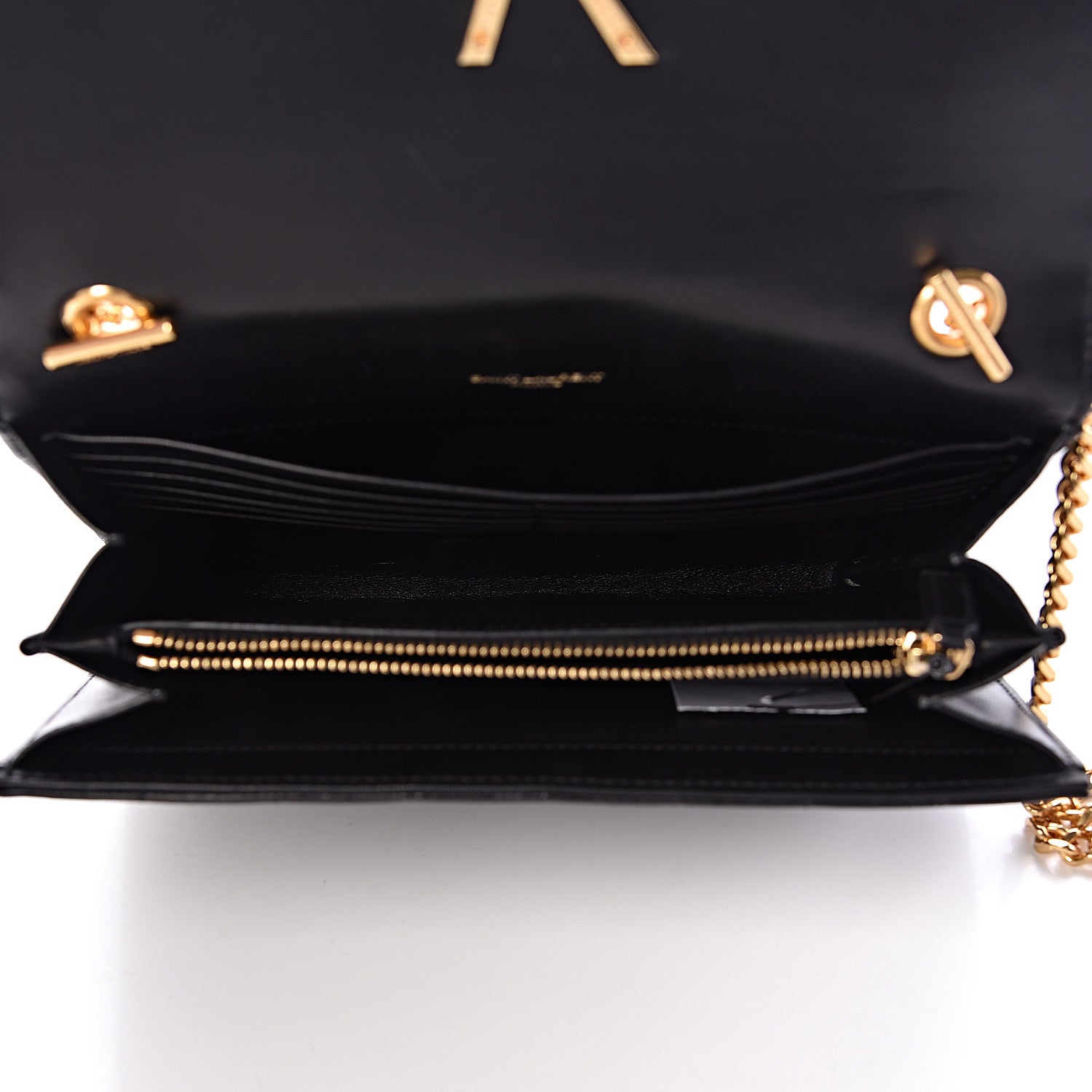 Saint Laurent Lambskin Matelasse Monogram Vicky Chain Wallet Black 5 of 12