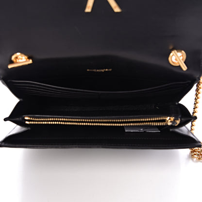 Saint Laurent Lambskin Matelasse Monogram Vicky Chain Wallet Black 5 of 12
