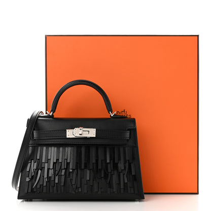 Hermes Tadelakt Sombrero Box Pampilles Mini Kelly Sellier 20 Black 17 of 19