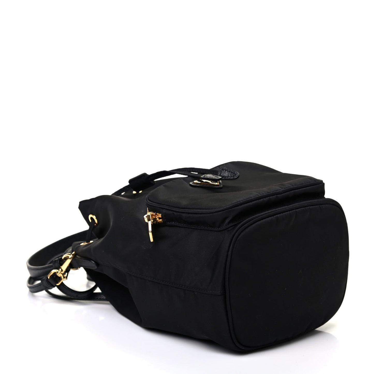 Saffiano Tessuto Nylon Mini Bucket Crossbody Bag Black