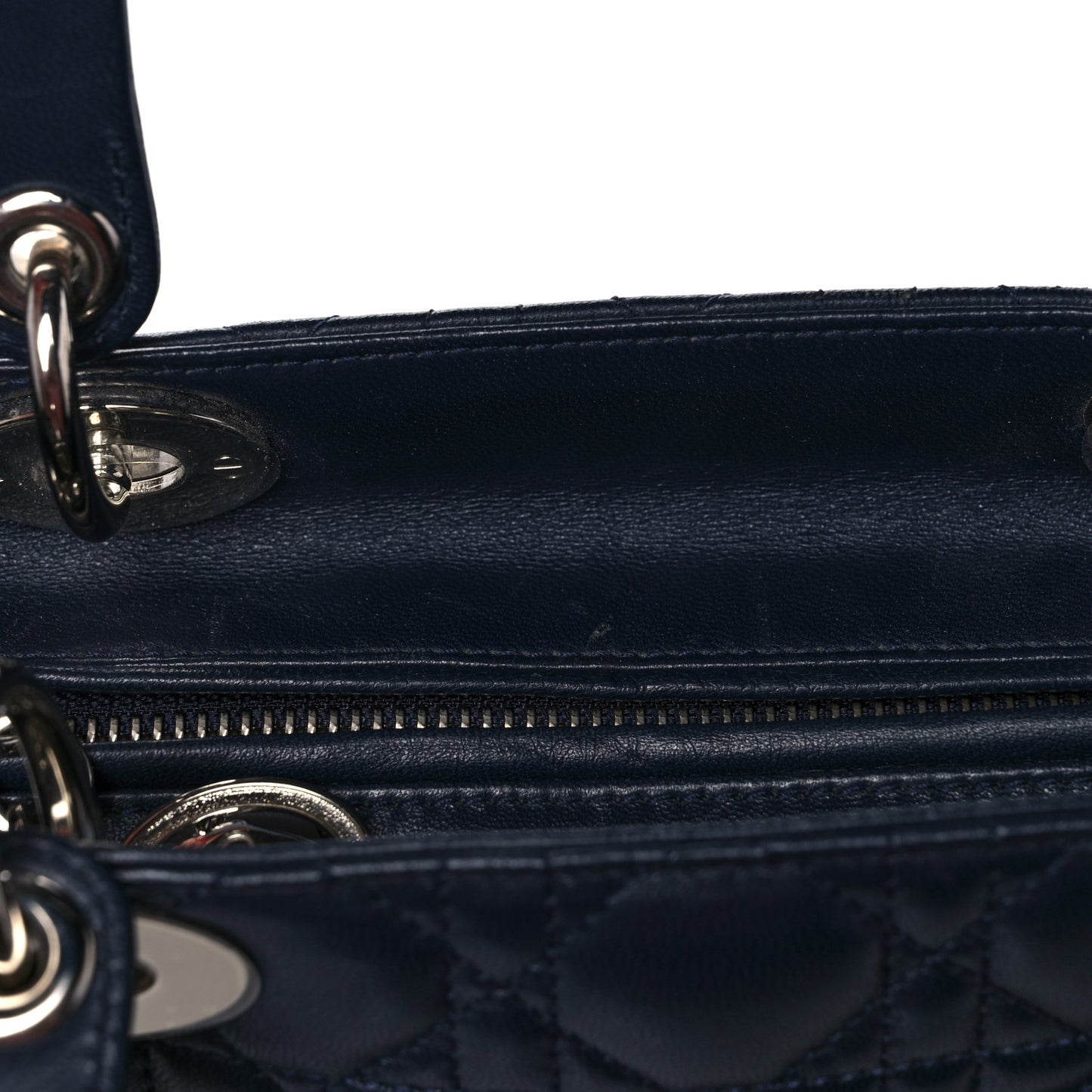 Lambskin Cannage Medium Lady Dior Navy Blue