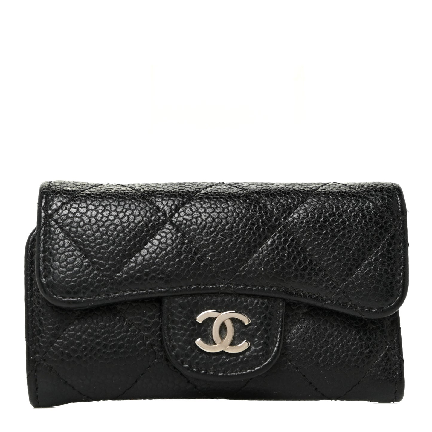 Caviar Quilted 6 Key Holder Black
