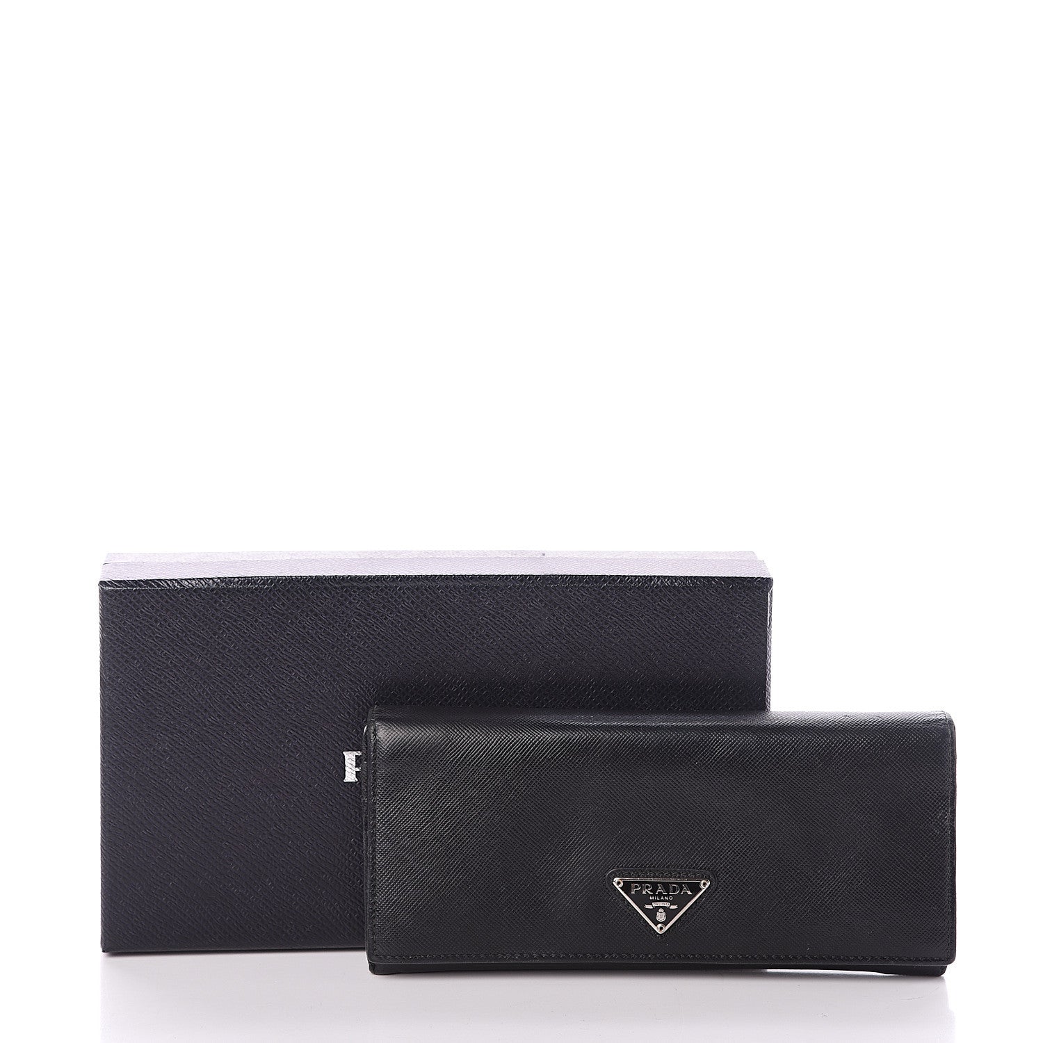 Prada Saffiano Continental Flap Wallet Black 6 of 6
