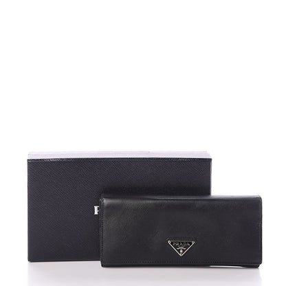 Prada Saffiano Continental Flap Wallet Black 6 of 6