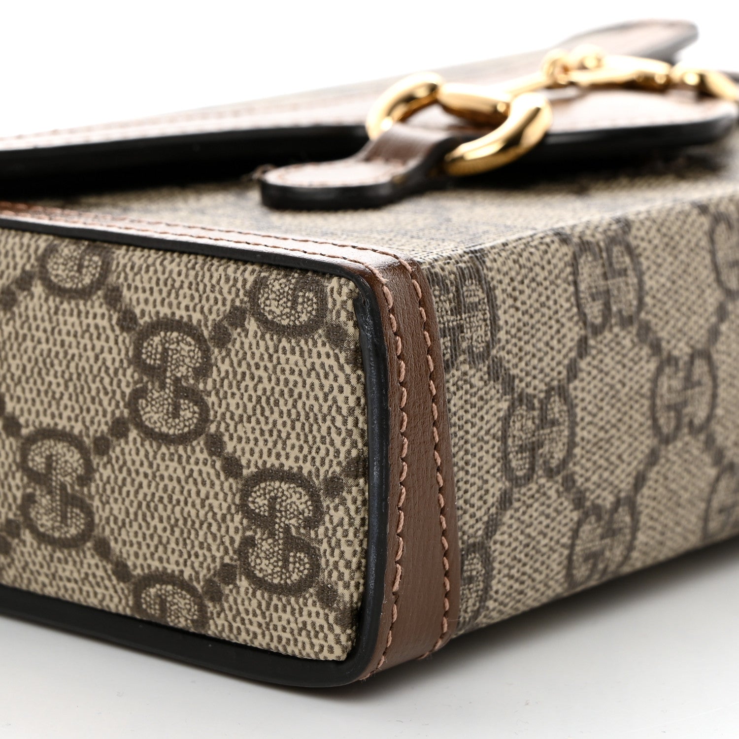 Gucci GG Supreme Monogram Mini Horsebit 1955 Shoulder Bag Beige Brown Sugar 9 of 10