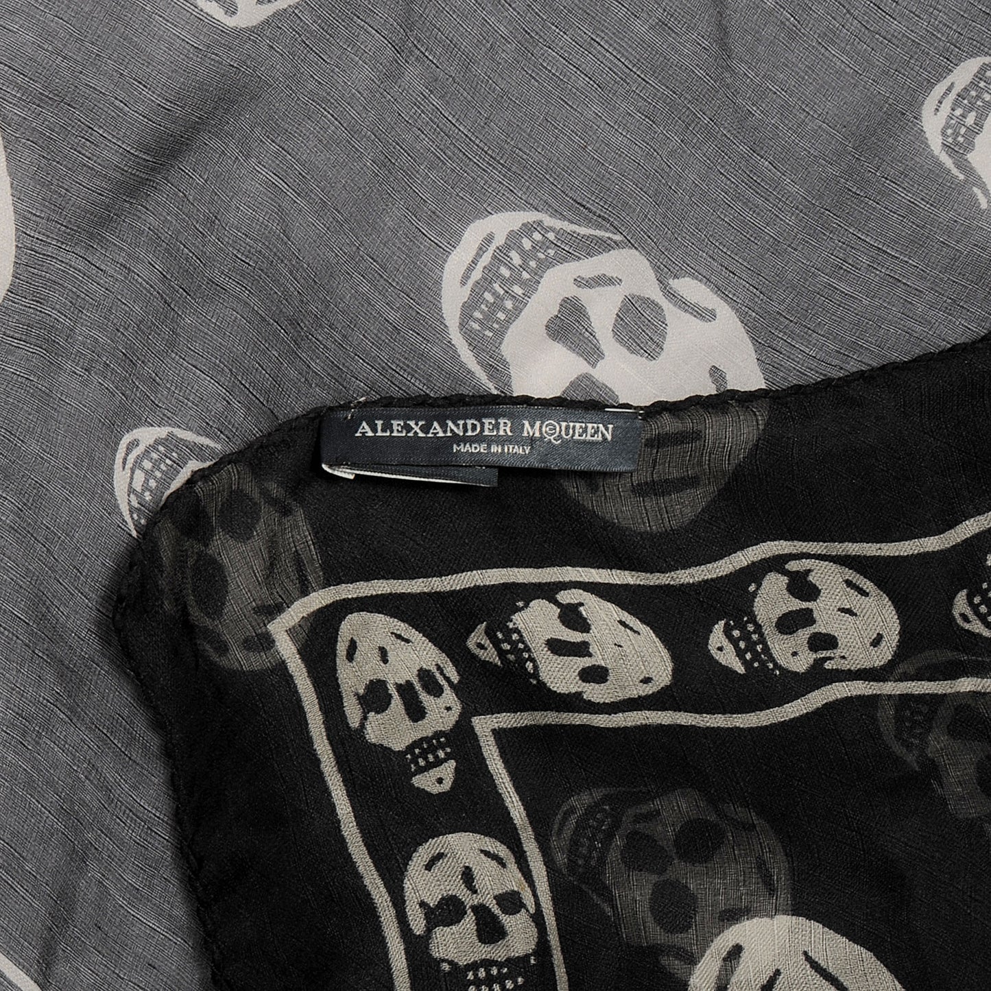 Silk Chiffon Skull Scarf Black Ivory