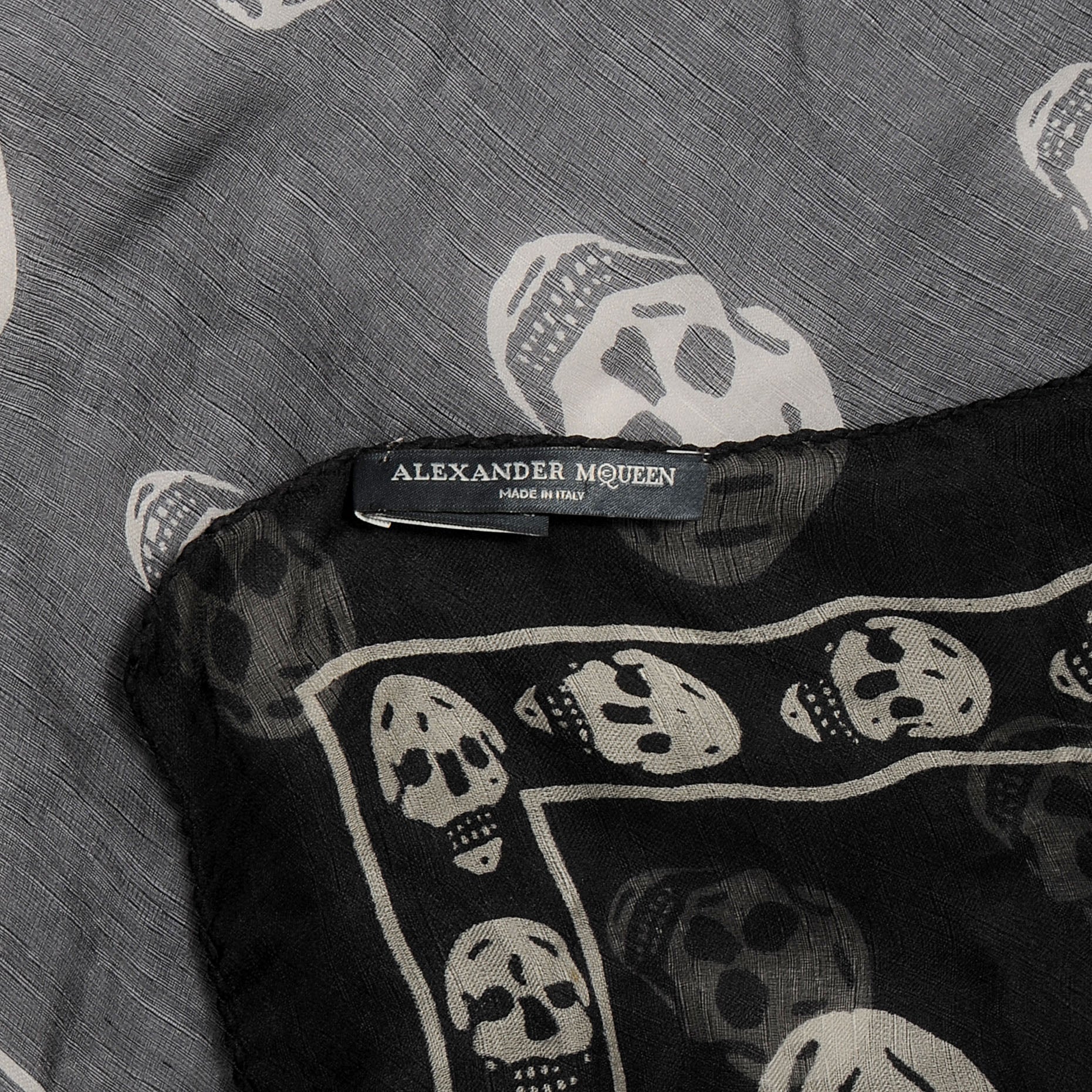 Alexander McQueen Silk Chiffon Skull Scarf Black Ivory 6 of 7