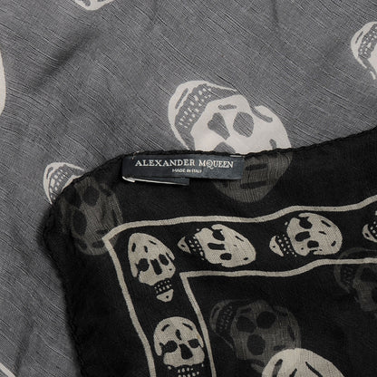 Alexander McQueen Silk Chiffon Skull Scarf Black Ivory 6 of 7