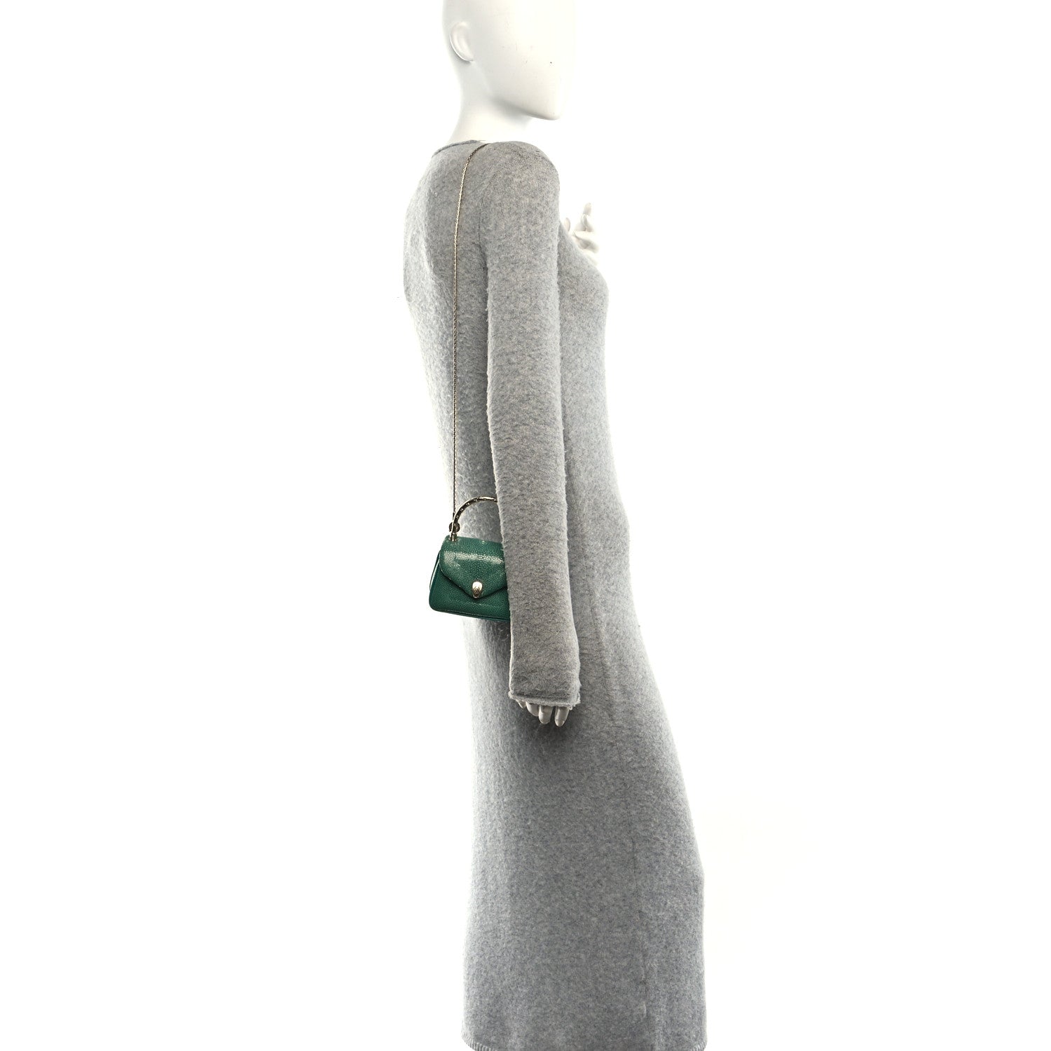 Bulgari Galuchat Serpenti Reverse Micro Top Handle Emerald Green 2 of 12