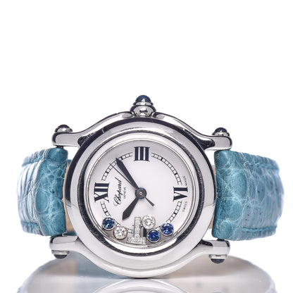 Chopard Stainless Steel Alligator 5 Diamond Blue Sapphire 26mm Happy Sport Quartz Watch 3 of 9