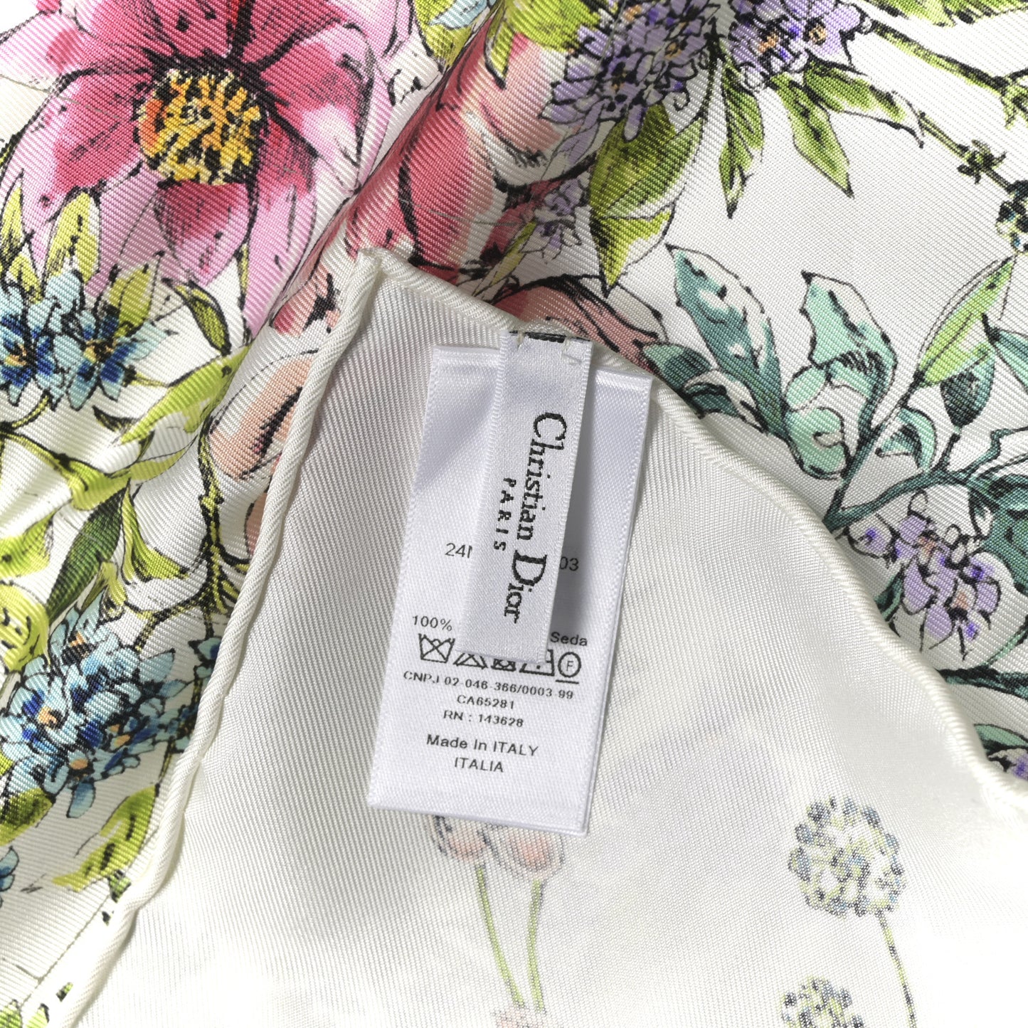 Silk Floral D-Constellation Square Scarf White