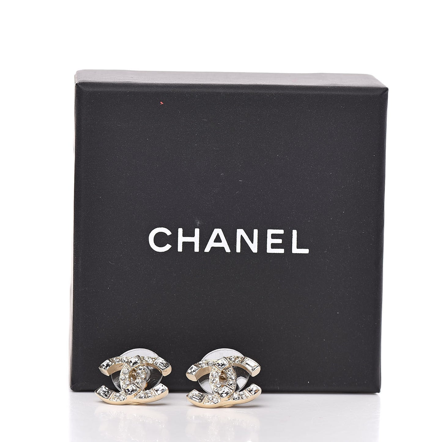 Crystal Baguette CC Earrings Gold