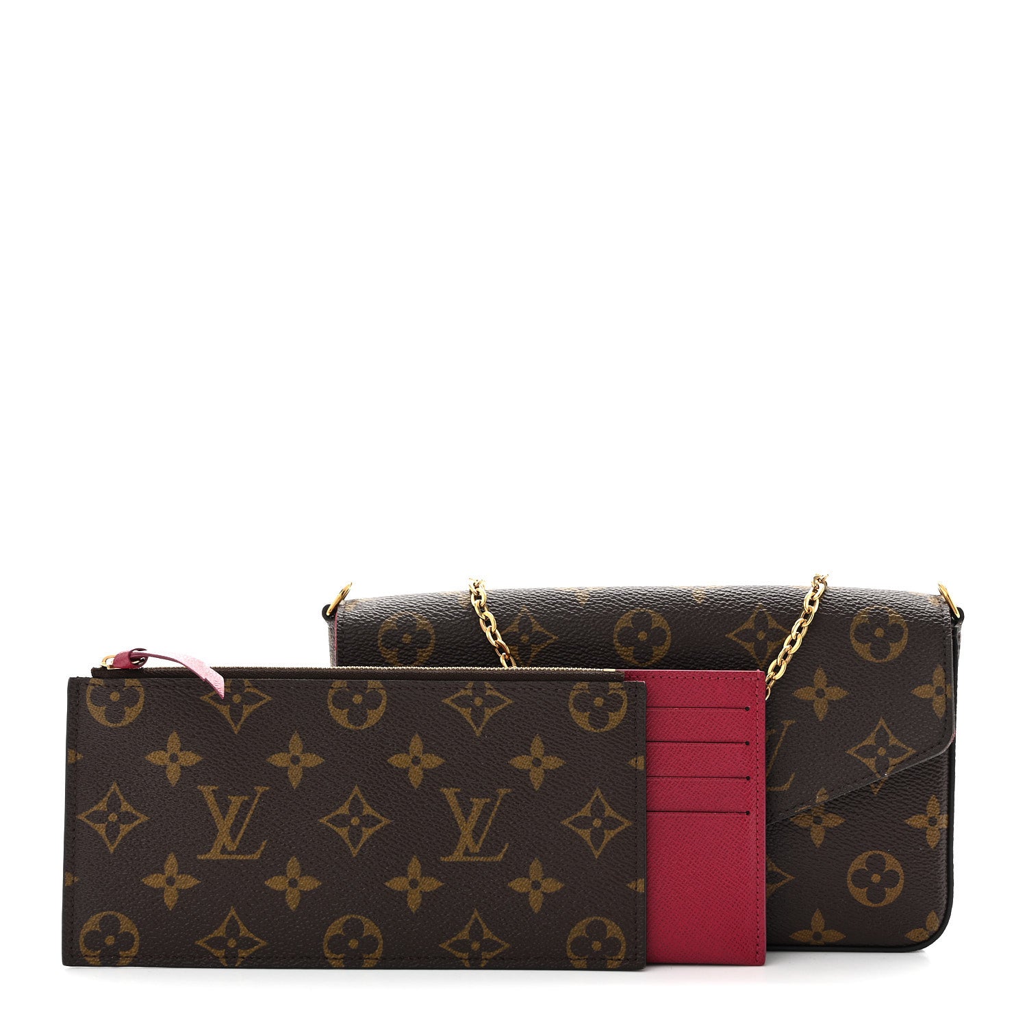 Louis Vuitton Monogram Pochette Felicie Chain Wallet Fuchsia 3 of 11