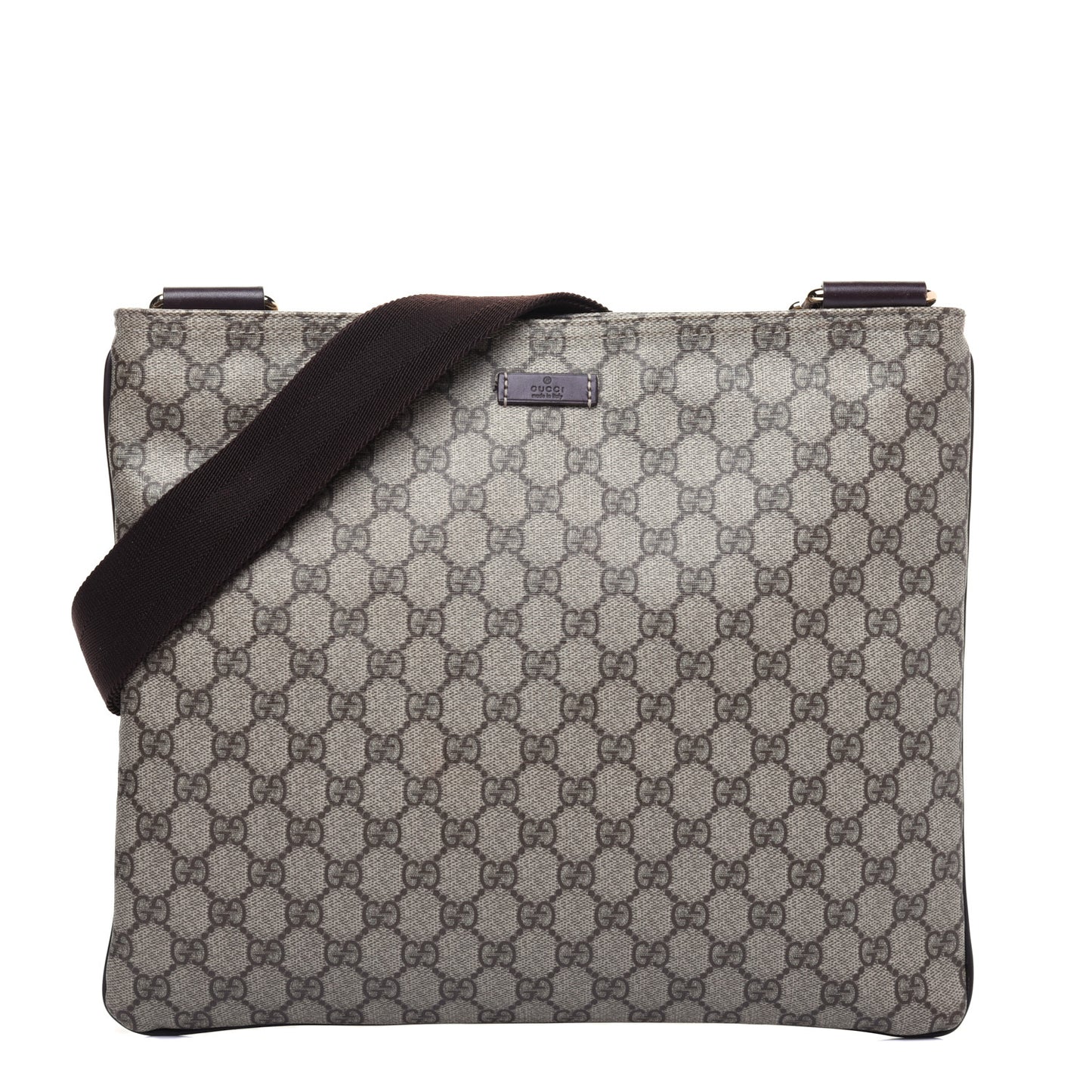GG Supreme Monogram Medium Flat Messenger Bag Dark Brown