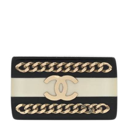 Chanel Resin Chain CC Ring 53 6.25 Black 1 of 4
