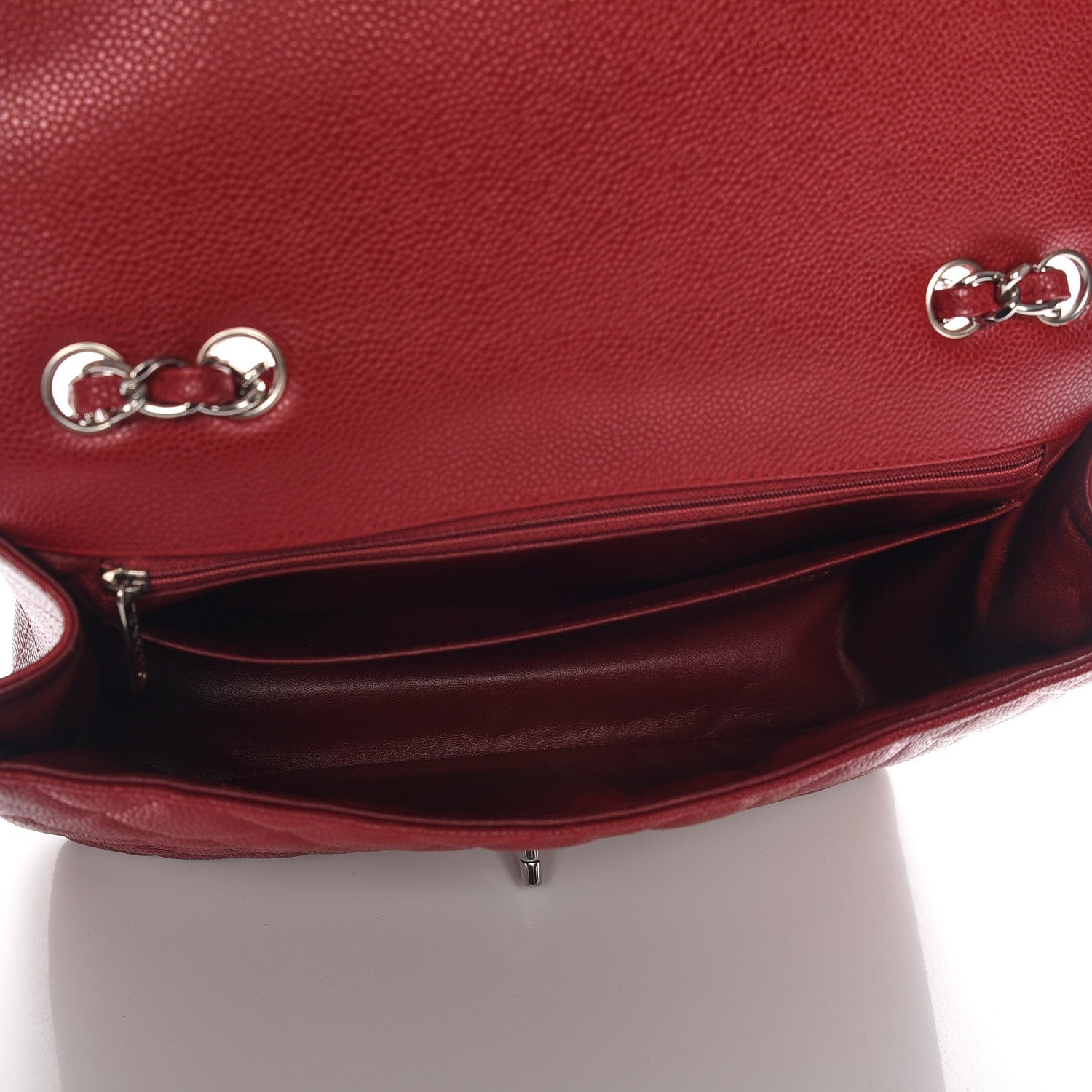 Chanel Caviar Quilted Jumbo Single Flap Dark Red 11 of 13