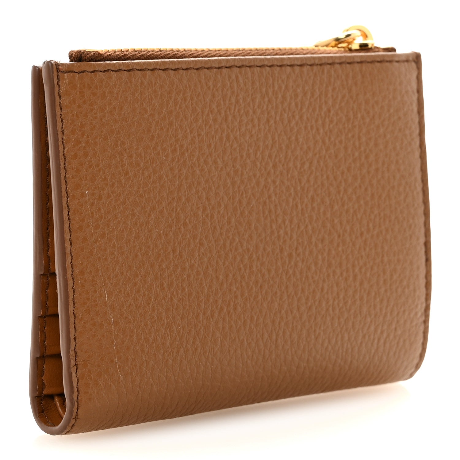 Prada Vitello Daino Triangle Small Wallet Caramel 3 of 7