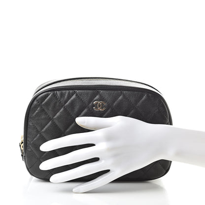 Chanel Caviar Quilted Curvy Pouch Cosmetic Case Black 2 of 8