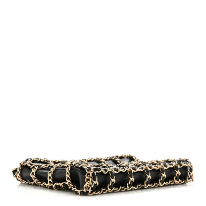 Chanel Lambskin Chain Frame Shoulder Bag Black 4 of 10