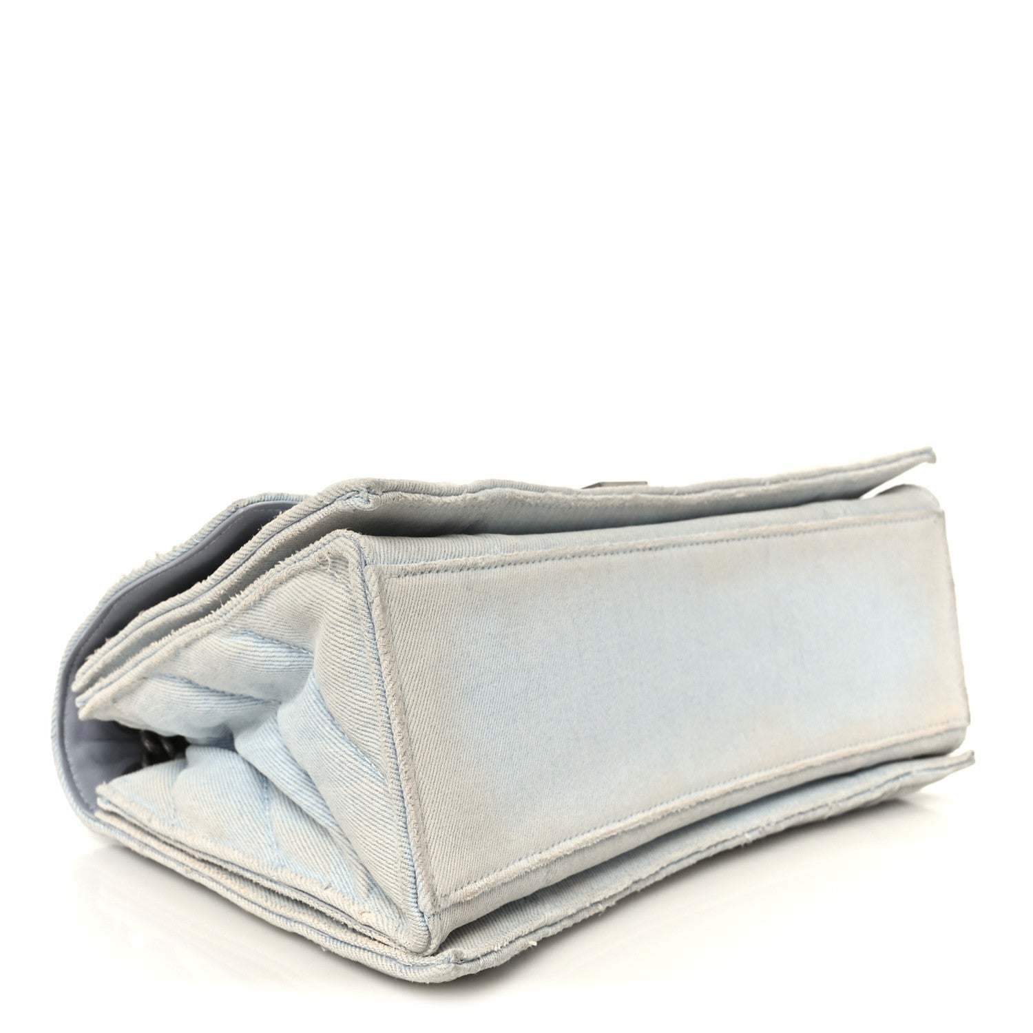 Balenciaga Crushed Washed Denim Quilted Medium Crush Chain Bag Pale Blue 4 of 10