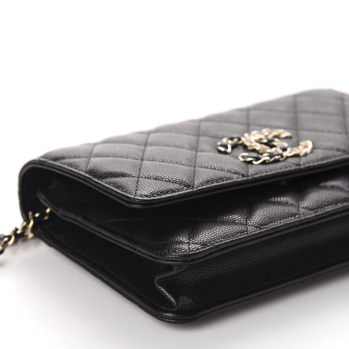 Caviar Quilted French New Wave Chain CC Wallet On Chain WOC Black