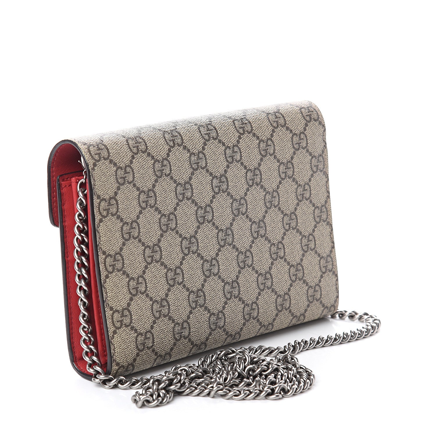 Gucci GG Supreme Monogram Mini Dionysus Chain Wallet Beige Vulcanic Red 2 of 8