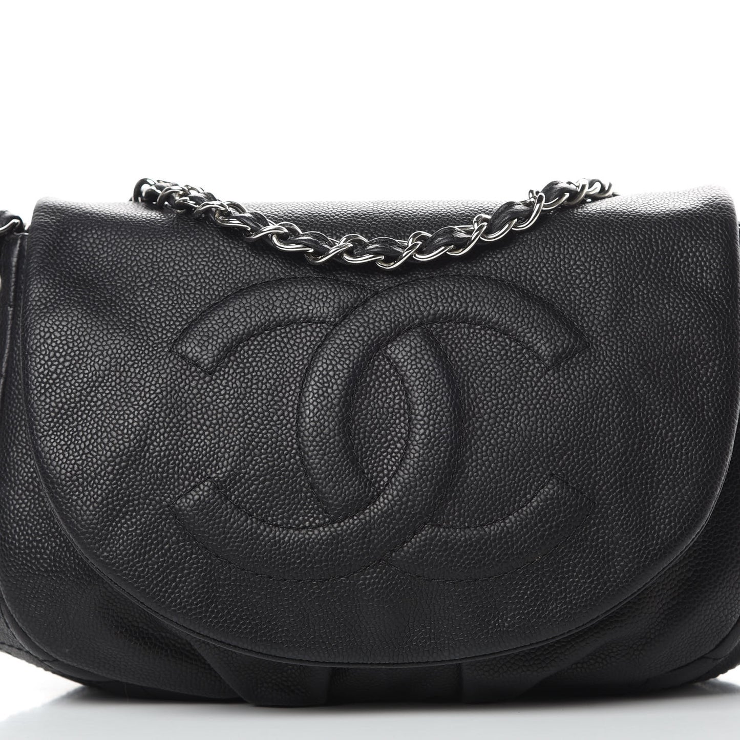 Caviar Half Moon Large Flap Black