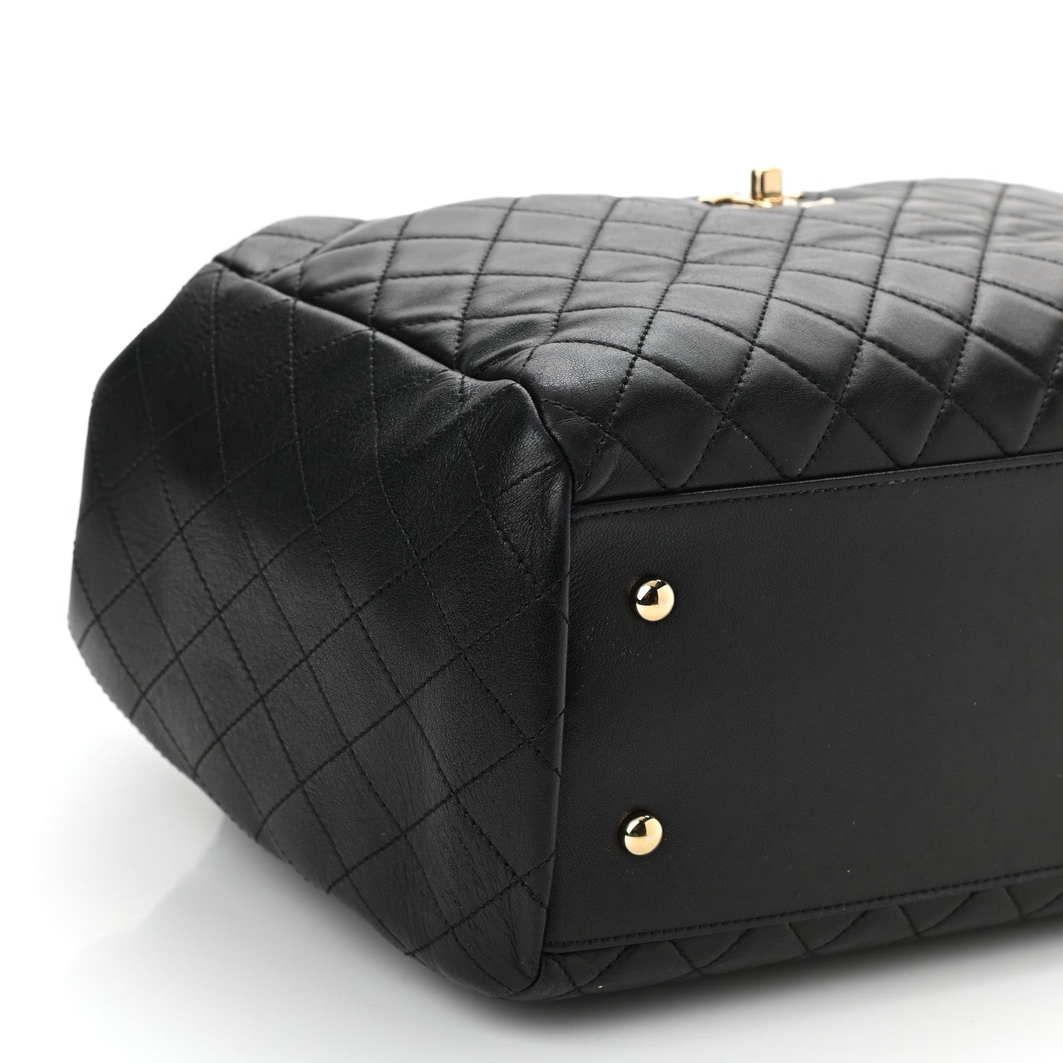 Chanel Lambskin Quilted Large Drawstring Bag Black 9 of 10