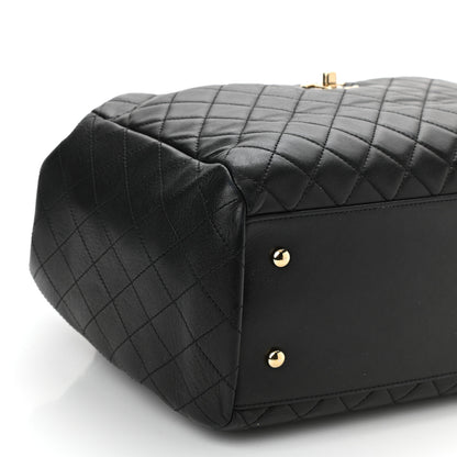 Chanel Lambskin Quilted Large Drawstring Bag Black 9 of 10