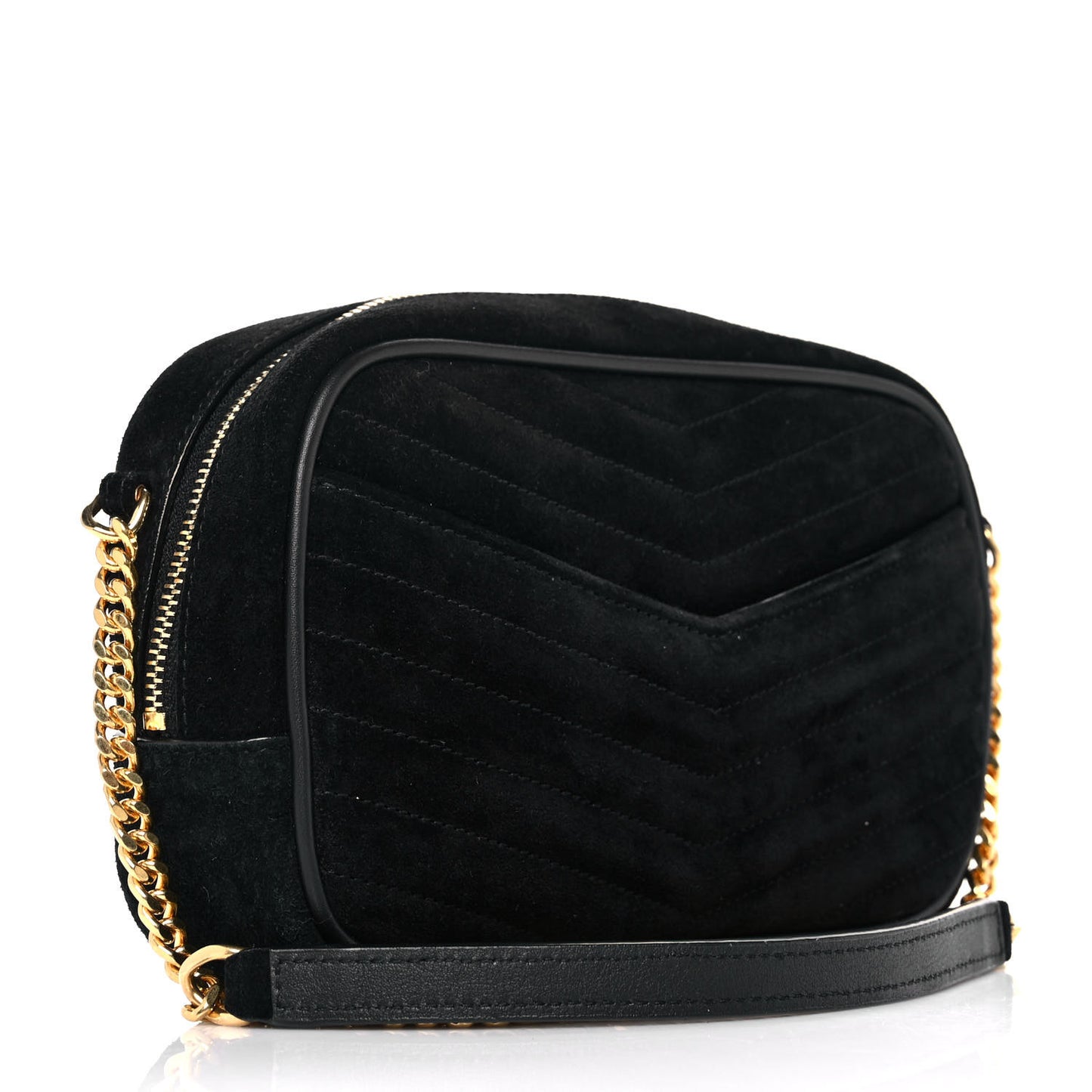 Suede Matelasse Monogram Mini Lou Camera Bag Black