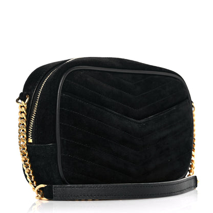 Saint Laurent Suede Matelasse Monogram Mini Lou Camera Bag Black 2 of 8
