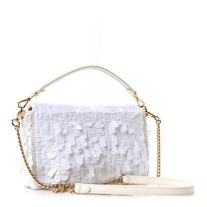 Fendi Sequin Paillettes Vitello Grace Sex and the City Mini Baguette White 3 of 10
