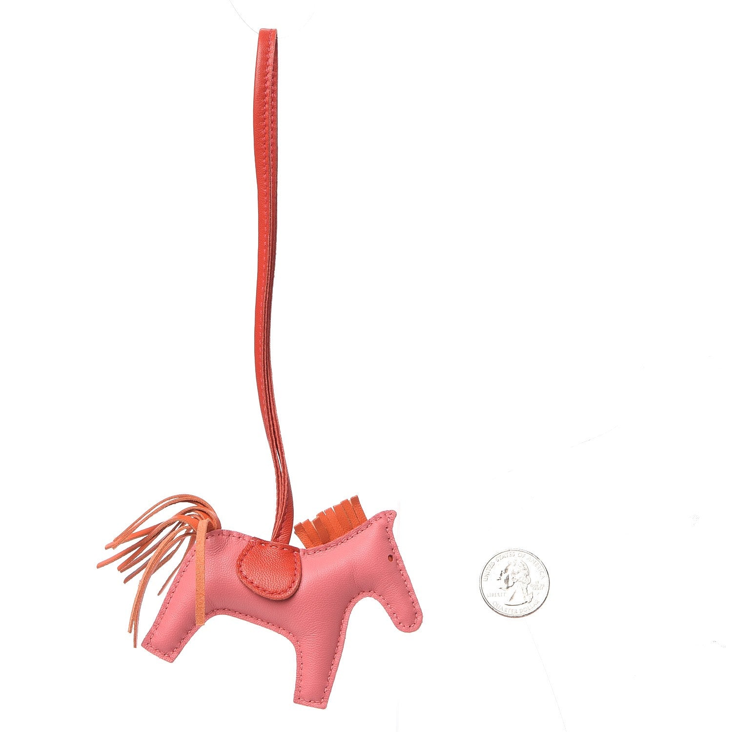 Hermes Milo Lambskin Grigri Rodeo Bag Charm PM Rose Azalee Orange Poppy Rouge Indien 2 of 4