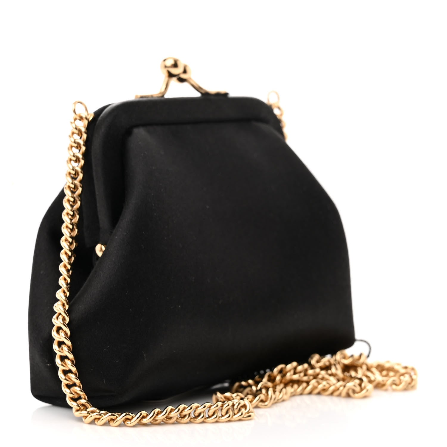 Dolce & Gabbana Satin Crystal Embellished Chain Clutch Black 3 of 11