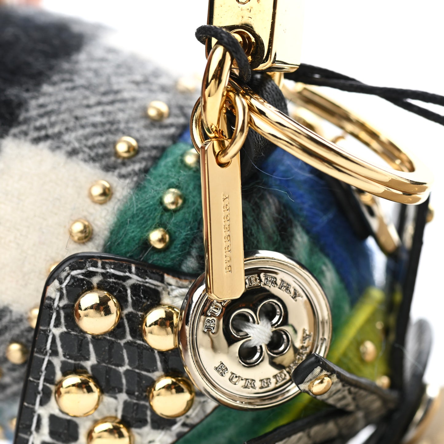 Wool Cashmere Studded Trevor The Scottie Dog Bag Charm Green Multicolor