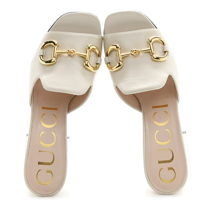 Gucci Nappa Horsebit 75mm Slide Sandals 37 Mystic White 2 of 12