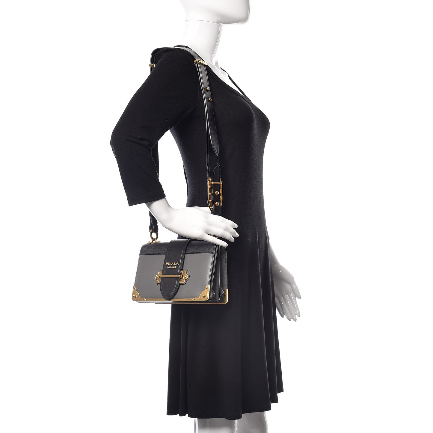 City Calfskin Saffiano Cahier Bag Mercurio Black