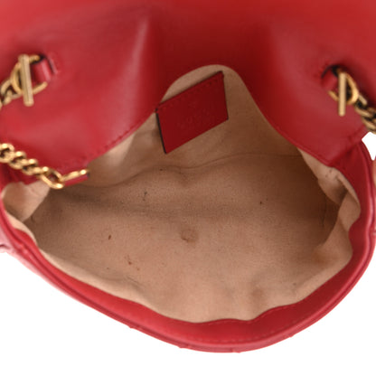 Gucci Calfskin Matelasse Super Mini GG Marmont Shoulder Bag Hibiscus Red 5 of 11