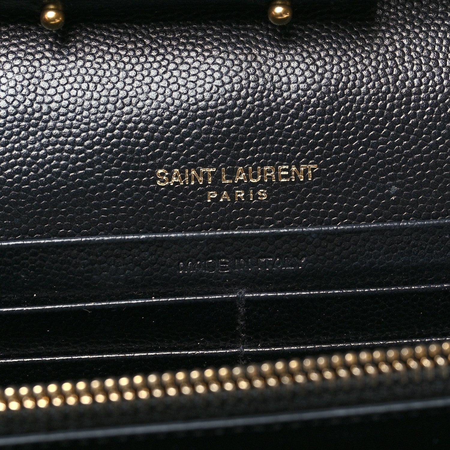 Saint Laurent Grain De Poudre Matelasse Chevron Monogram Chain Wallet Black 7 of 12