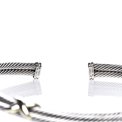 David Yurman Sterling Silver 14K Yellow Gold Double X Station Collar Necklace 3 of 3