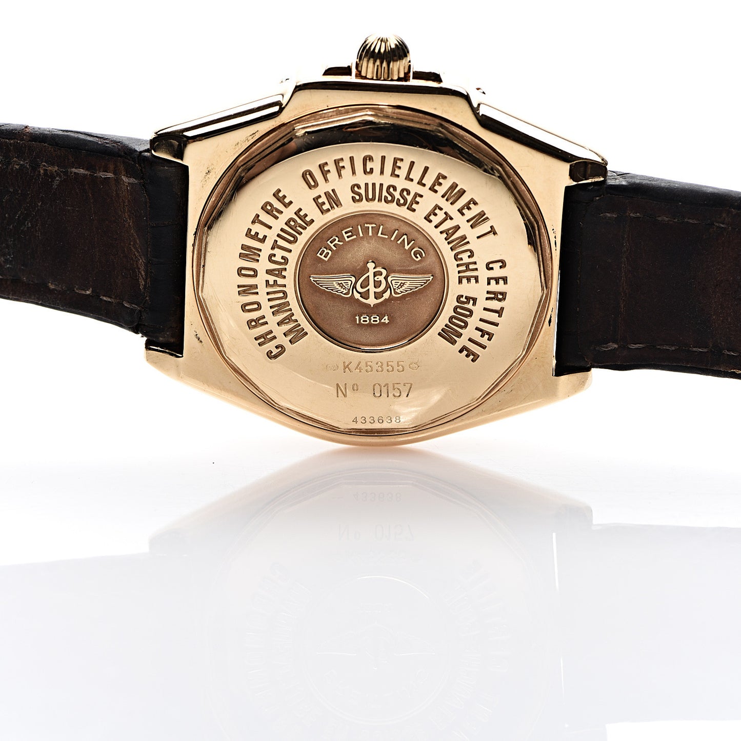 18K Yellow Gold Alligator 44mm Windrider Headwind Automatic Watch Blue K45355