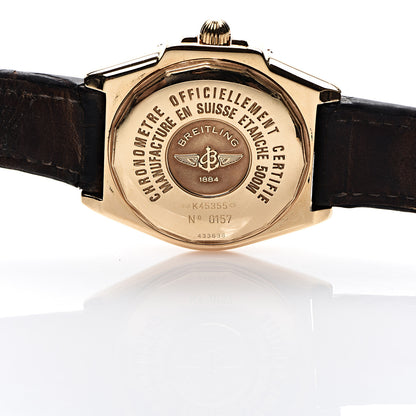 Breitling 18K Yellow Gold Alligator 44mm Windrider Headwind Automatic Watch Blue K45355 6 of 17