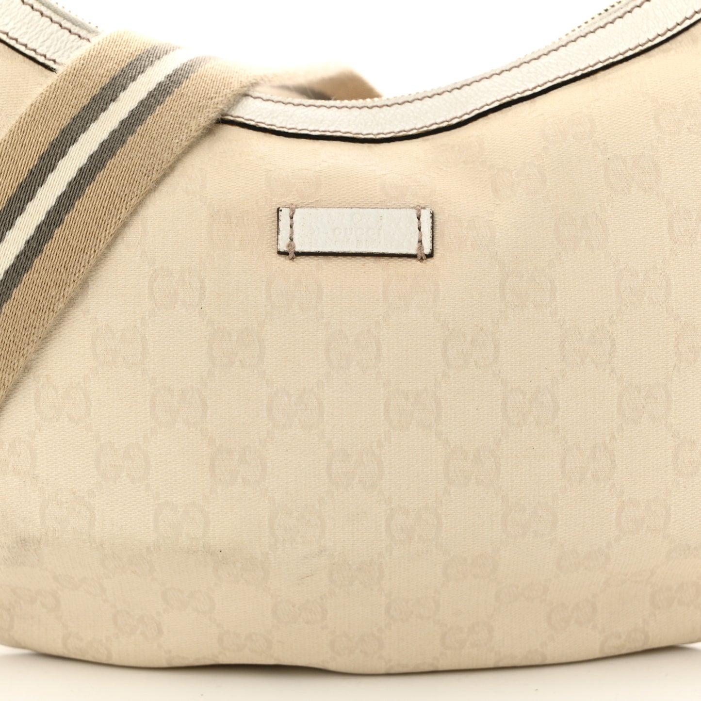 Monogram Web Medium Half Moon Hobo White