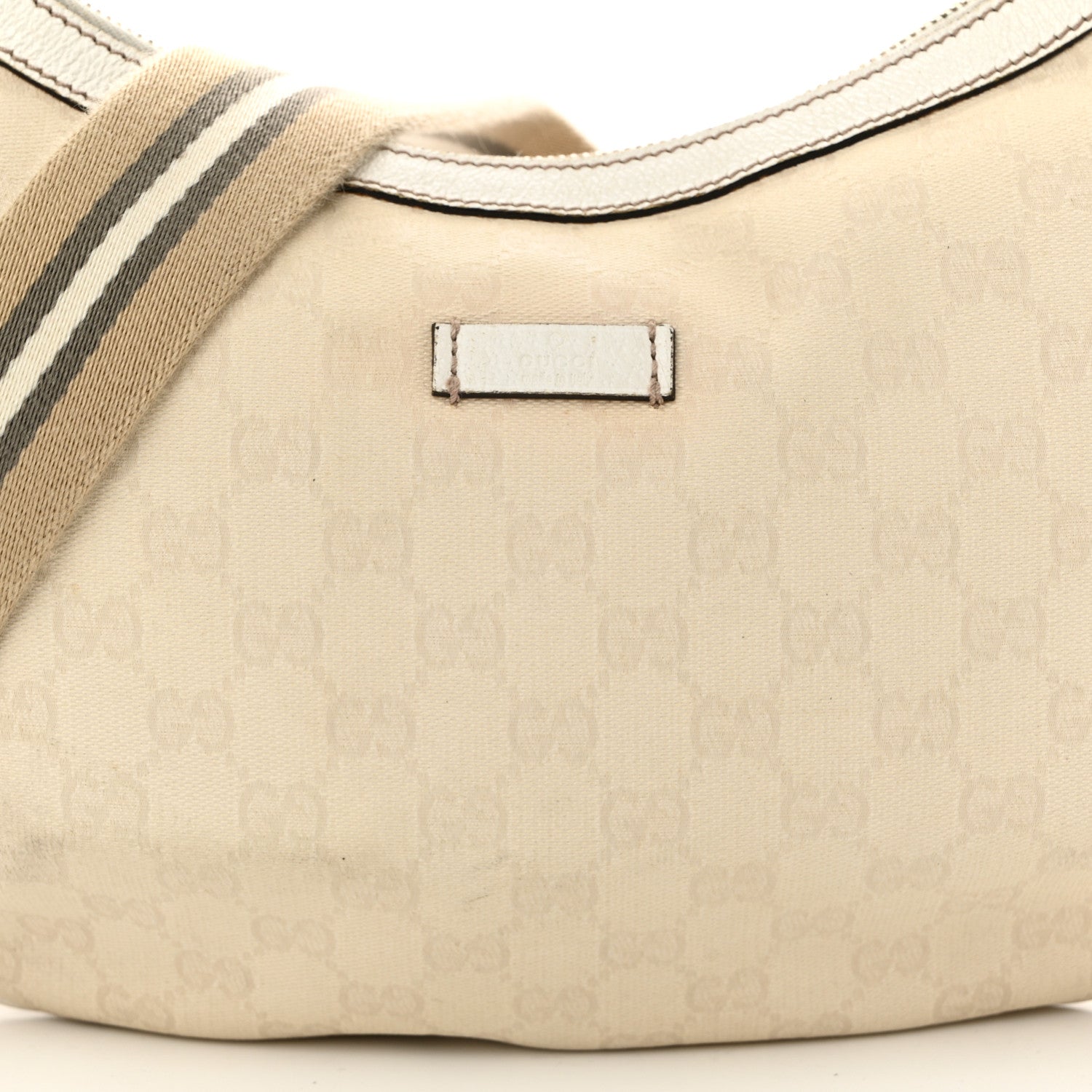 Gucci Monogram Web Medium Half Moon Hobo White 8 of 10