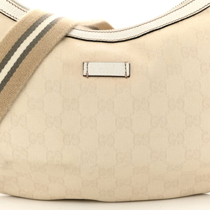 Gucci Monogram Web Medium Half Moon Hobo White 8 of 10