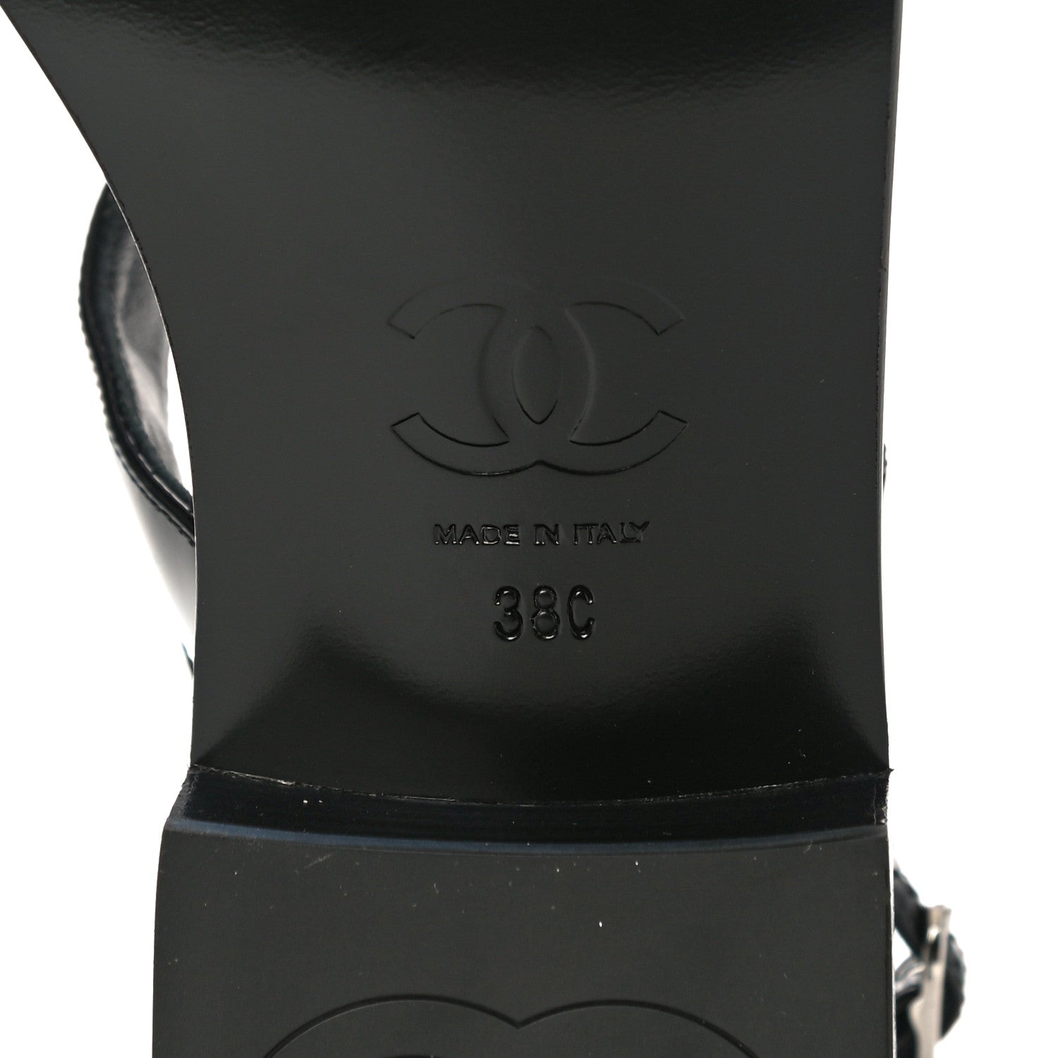 Chanel Patent Calfskin Chain CC Logo Thong Sandals 38 Black 7 of 10