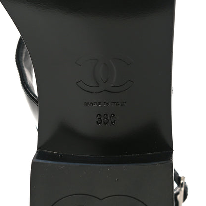 Chanel Patent Calfskin Chain CC Logo Thong Sandals 38 Black 7 of 10