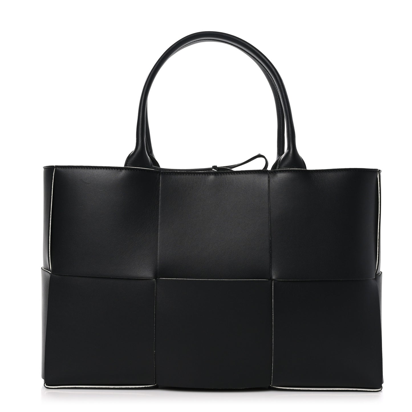 Nappa Maxi Intrecciato Medium Arco Tote Black White