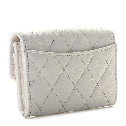 Chanel Caviar Quilted Flap Card Holder Wallet White 3 of 8
